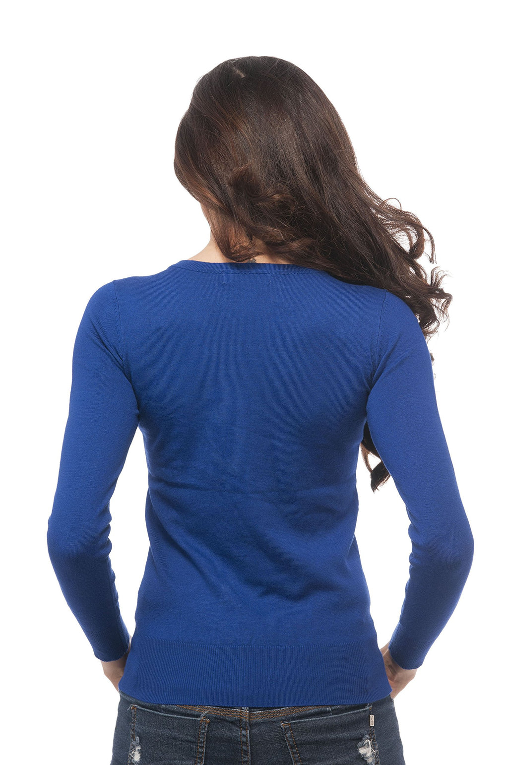 Hollywood Star Fashion Long Sleeve V Neck Knit Sweater