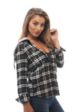 Hollywood Star Fashion 3/4 Roll Up Sleeve with Detachable Hoodie Flannel Plaid Shirt
