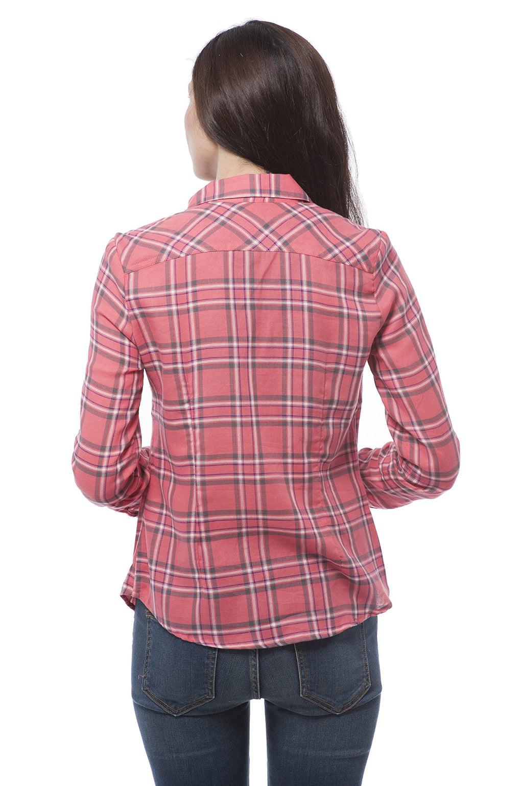 Flannel Button Up Long-Sleeve Shirt junior size