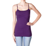 Active Products Plain Long Spaghetti Strap Tank Top Camis Basic Camisole Cotton, Purple/Grape, Medium