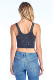 Women's Cotton Sleeveless Scoopneck Casual Basic Mineral Washed Tank Crop Top