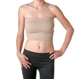 Basic Stretch Layering Seamless Tube Bra Cropped Top Casual Bandeau Juniors (One Size fits All, Khaki)