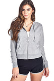 Khanomak French Terry Classic Zip Up Long Sleeve Drawstring Hoodie Sweater