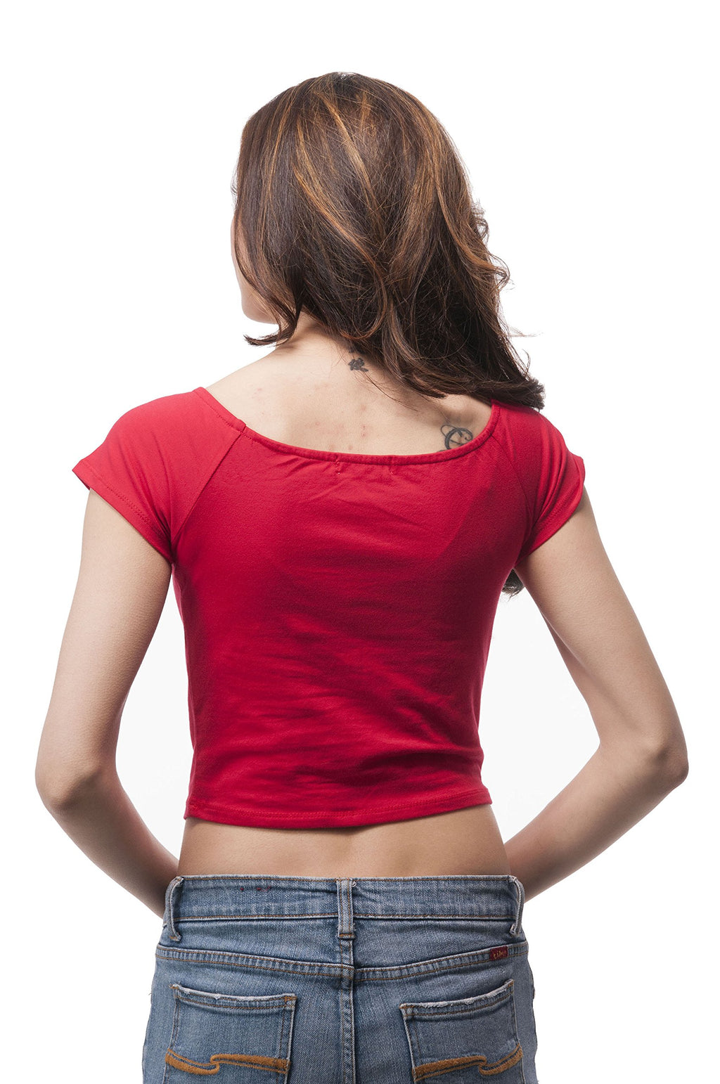 Hollywood Star Fashion Short Sleeve Plain Off The Shoulder Crop Top