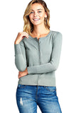 Hollywood Star Fashion 3/4 Sleeve Crew Neck Button up Cropped Cardigan Sweater