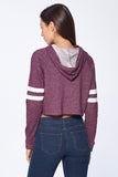 Khanomak Women's Loose Long Sleeve Striped Sweatshirt Crop Top
