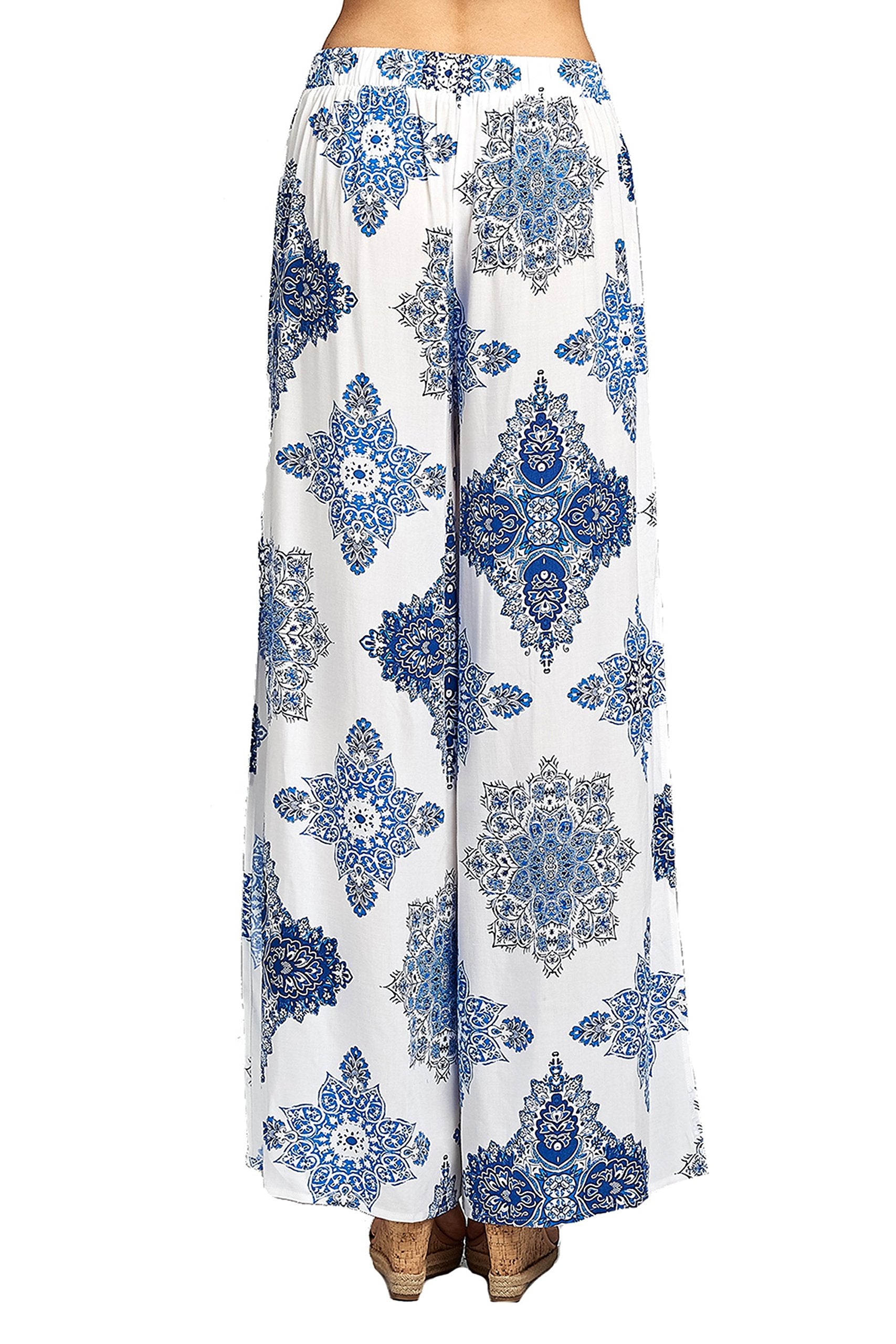 High Waist Allover Floral Print Flowy Maxi Slit Side Long Palazzo Pants