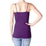Active Products Plain Long Spaghetti Strap Tank Top Camis Basic Camisole Cotton, Purple/Grape, Small