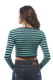 Long Sleeve Stripe Knit Crop Sweater