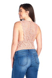 Women's Plus Size Sleeveless Racer Back Floral Lace Low V-Neck with Snap Buttons Bodysuit