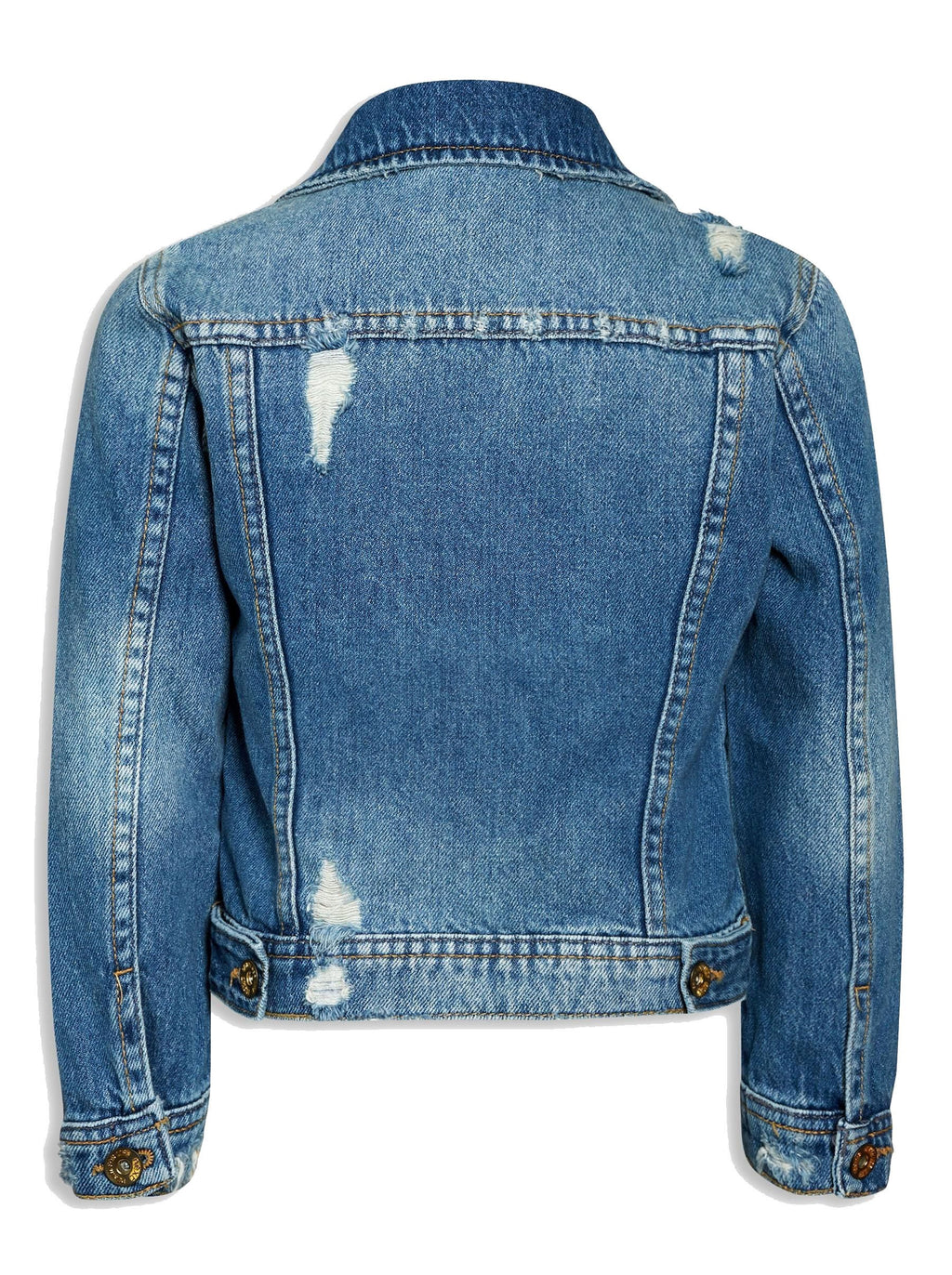 Khanomak Kids Girls Denim Distressed Button Up Jacket