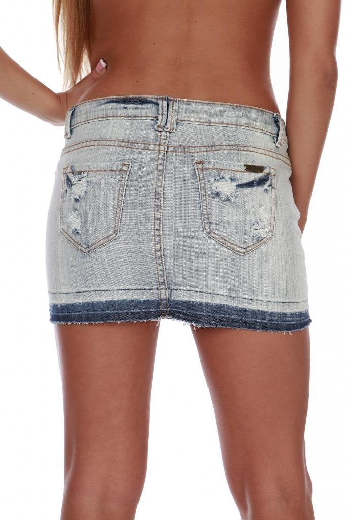 Hollywood Star Fashion Women's Distressed Denim Mini Skirt