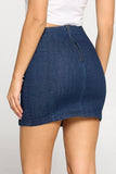 Women's Denim Side Slit Zipper Closure Mini Skirt