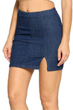 Women's Denim Side Slit Zipper Closure Mini Skirt