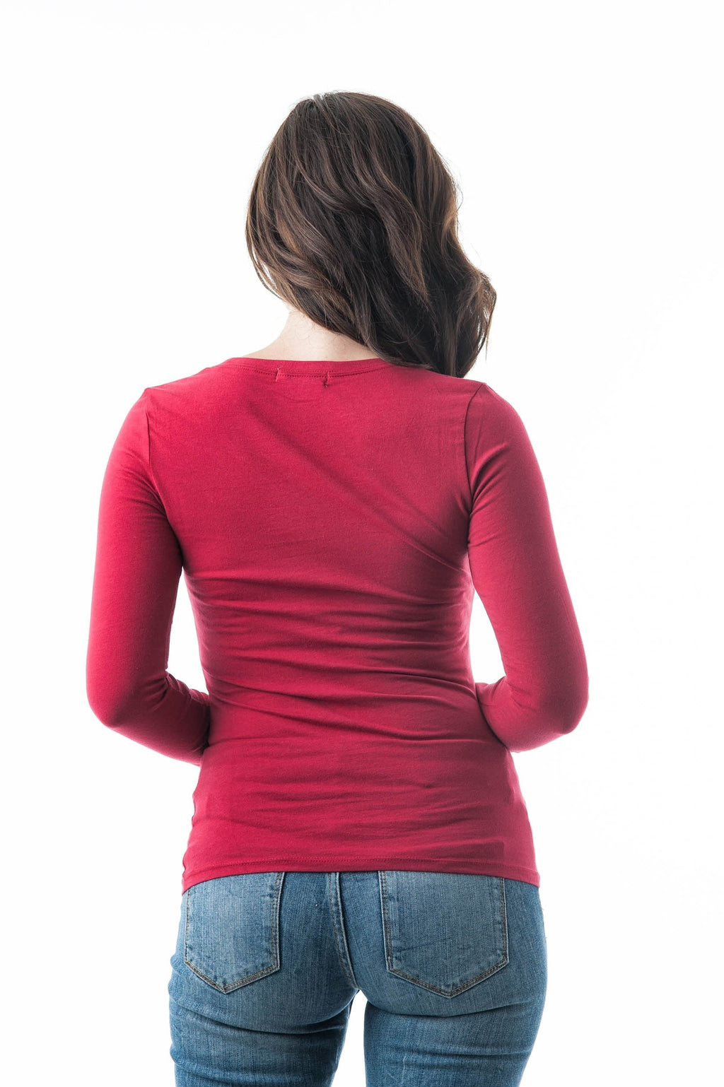 Khanomak Plain Casual Scoop Neck Long Sleeve Tee T-Shirt