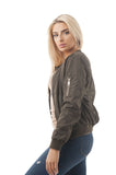 Plus Size Long Sleeve Bomber Jacket With Faux Fur Lining