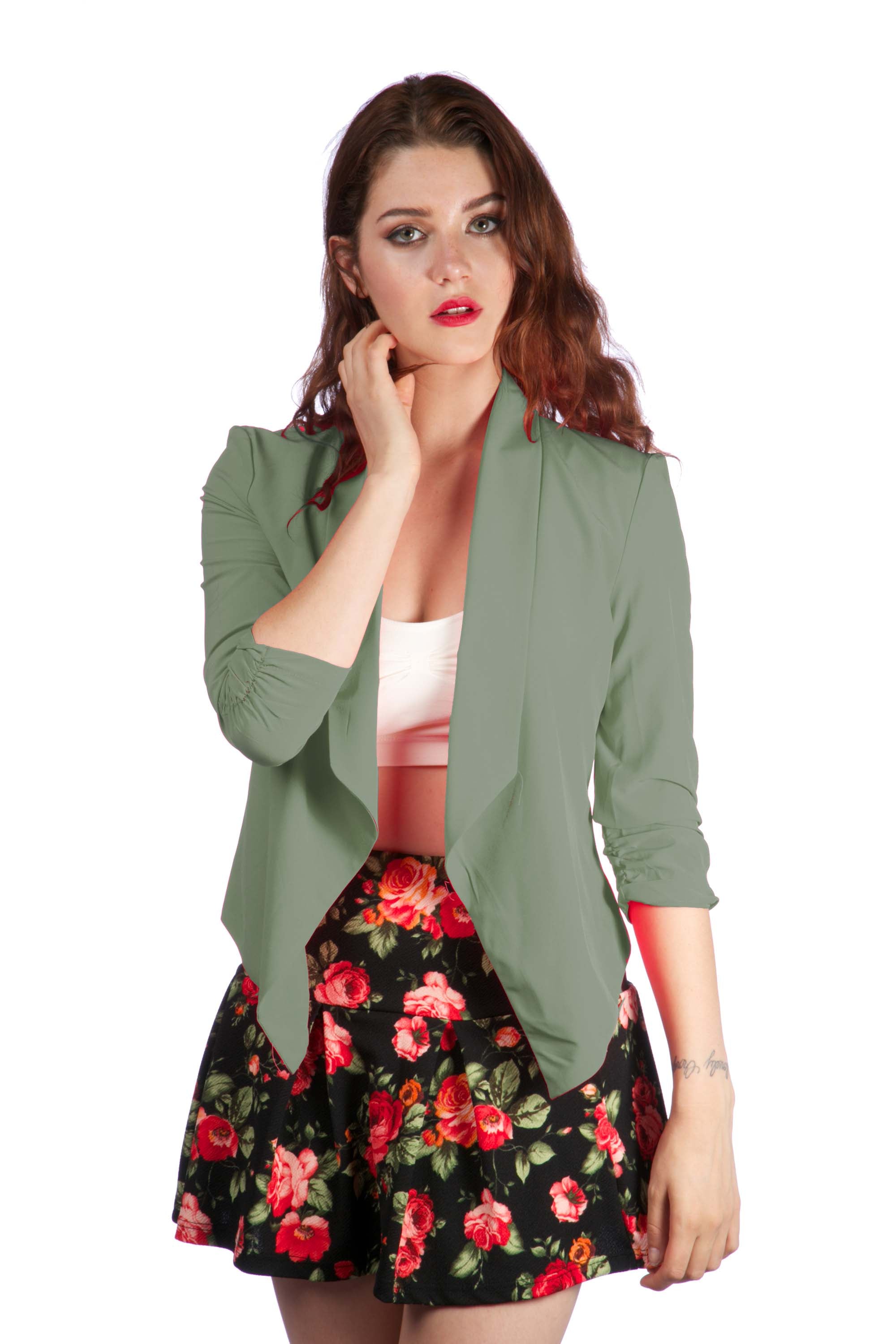 Women's Slim fit Casual Suit Blazer with half sleeves