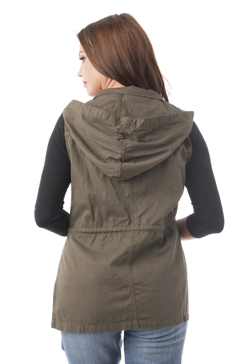 Sleeveless Anorak Vest Hoodie Jacket Plus size