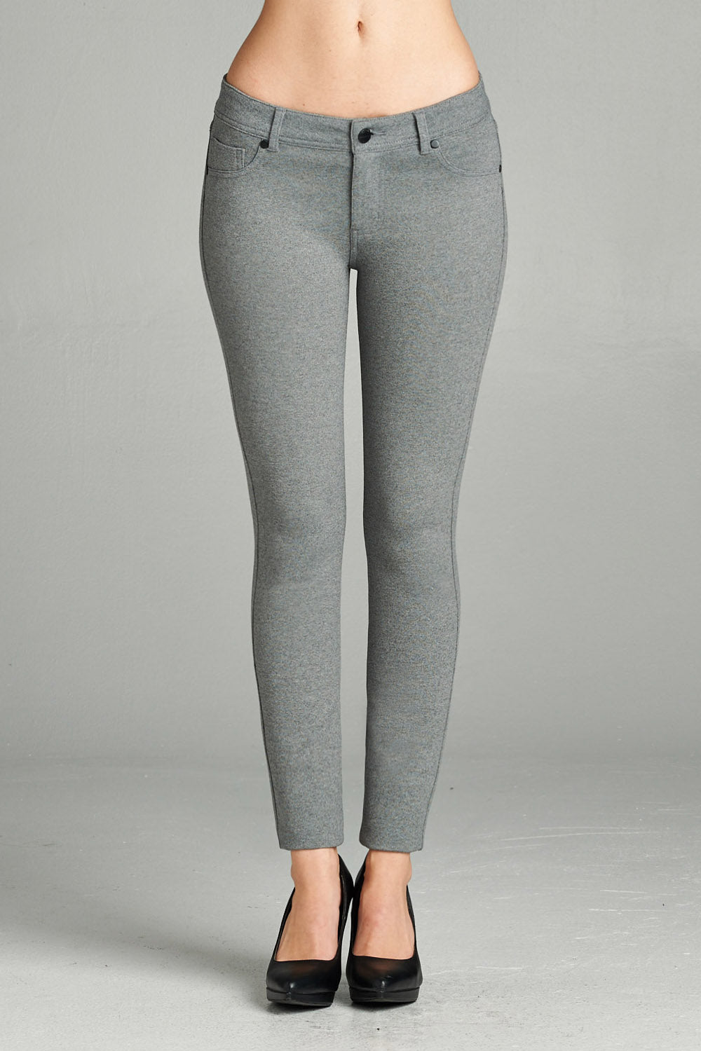 Khanomak 5 Pocket Shape Basic Solid Slim Fit Stretchy Skinny Long Thick Jegging Pants