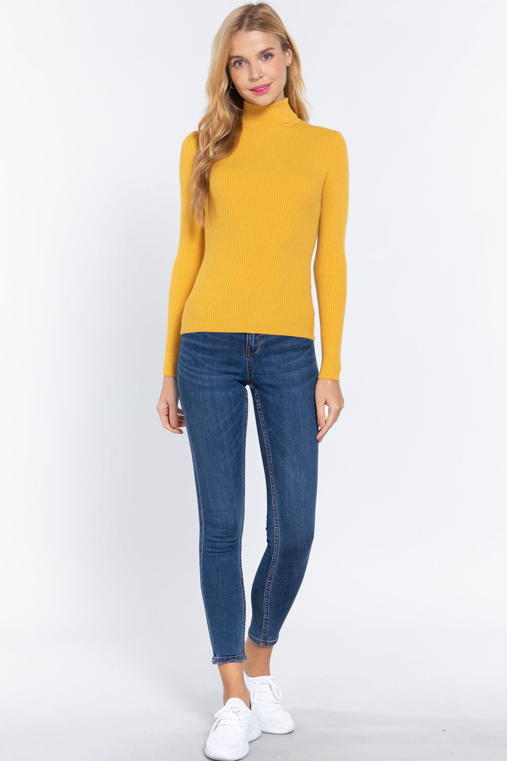 Women's Long Sleeve Turtle Neck Fitted Viscose Ribbed Sweater Cardigan