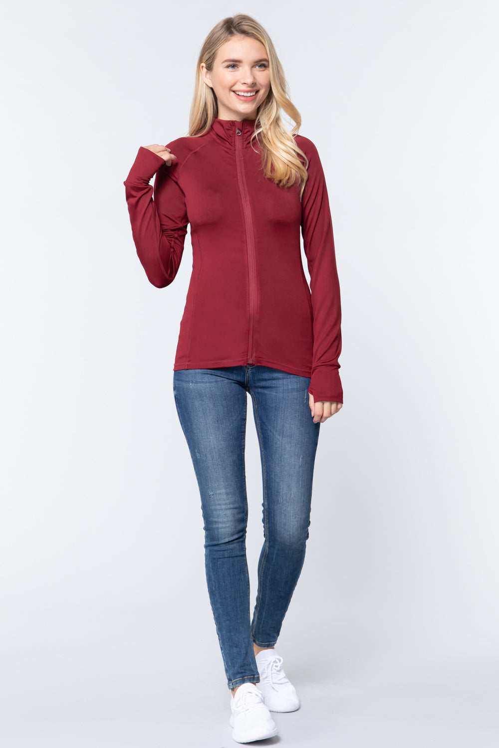 Women's Long Sleeve Zip Up Athletic Wear Sweater Work Out Jacket