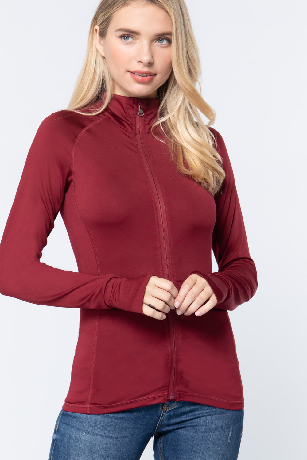 Women's Long Sleeve Zip Up Athletic Wear Sweater Work Out Jacket