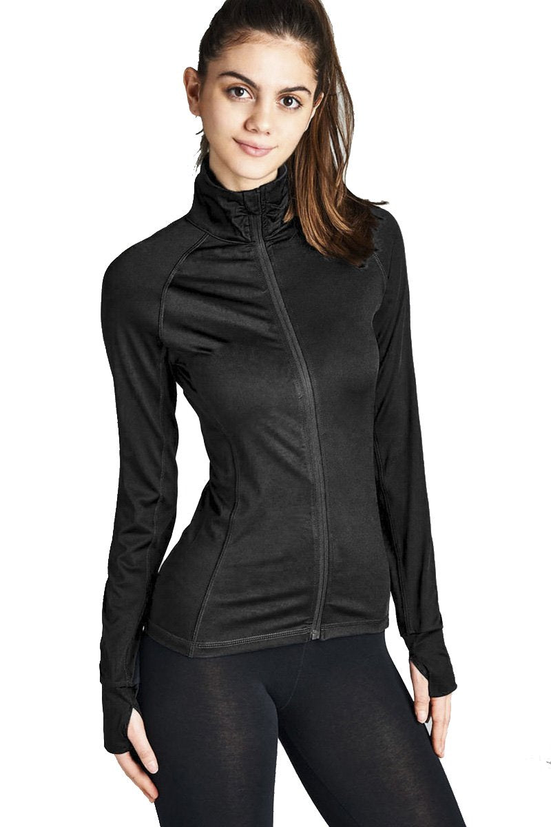Women's Long Sleeve Zip Up Athletic Wear Sweater Work Out Jacket