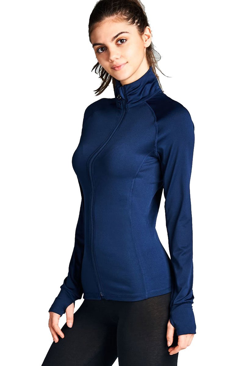 Khanomak Women's Long Sleeve Zip Up Athletic Wear Sweater Work Out Jac