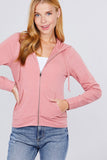 Long Sleeve Zipper French Terry Jacket with Kangroo Pocket