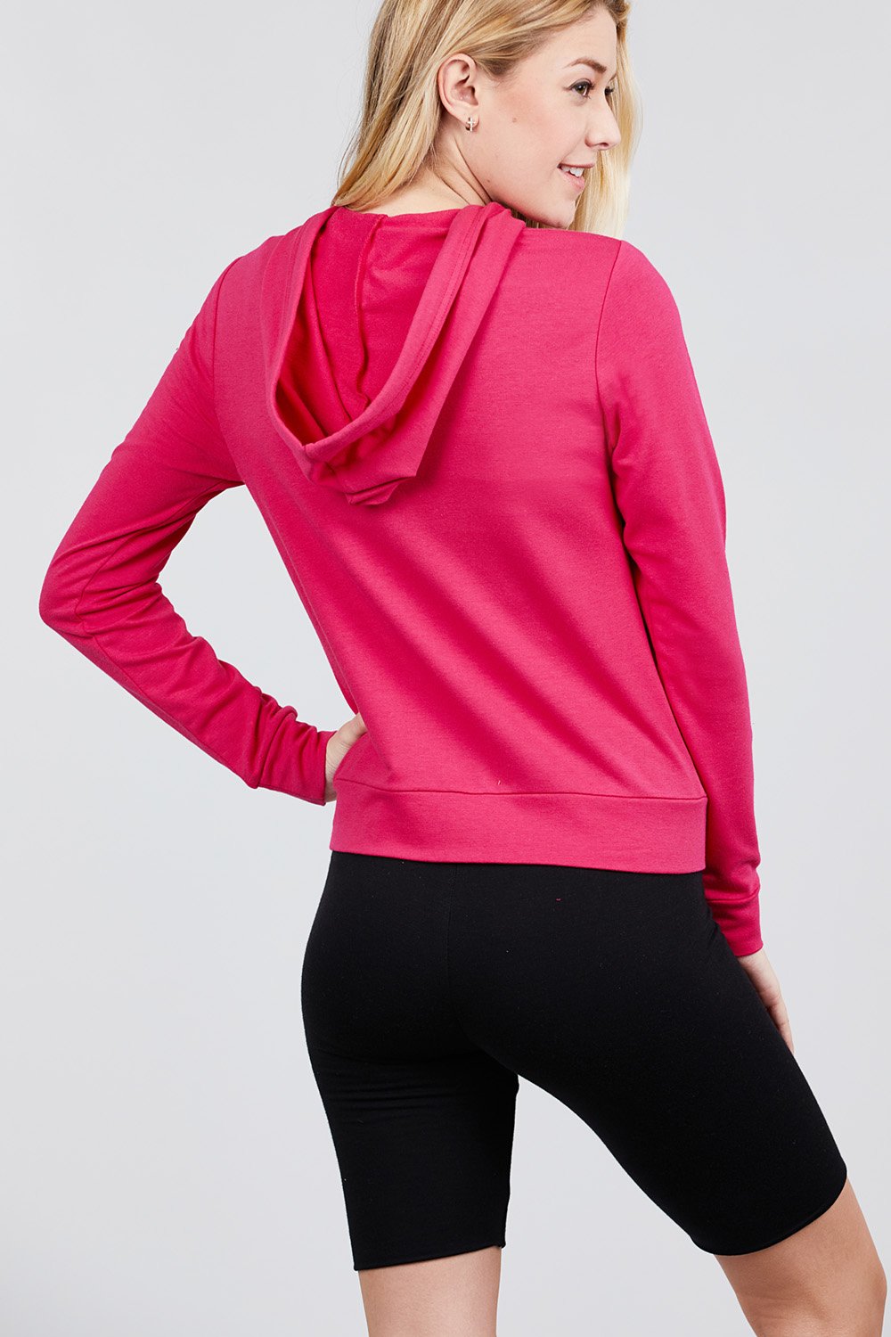 Long Sleeve Zipper French Terry Jacket with Kangroo Pocket