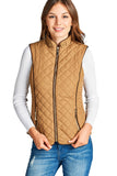 Khanomak Women's Faux Shearling Lined Quilted Padding Vest