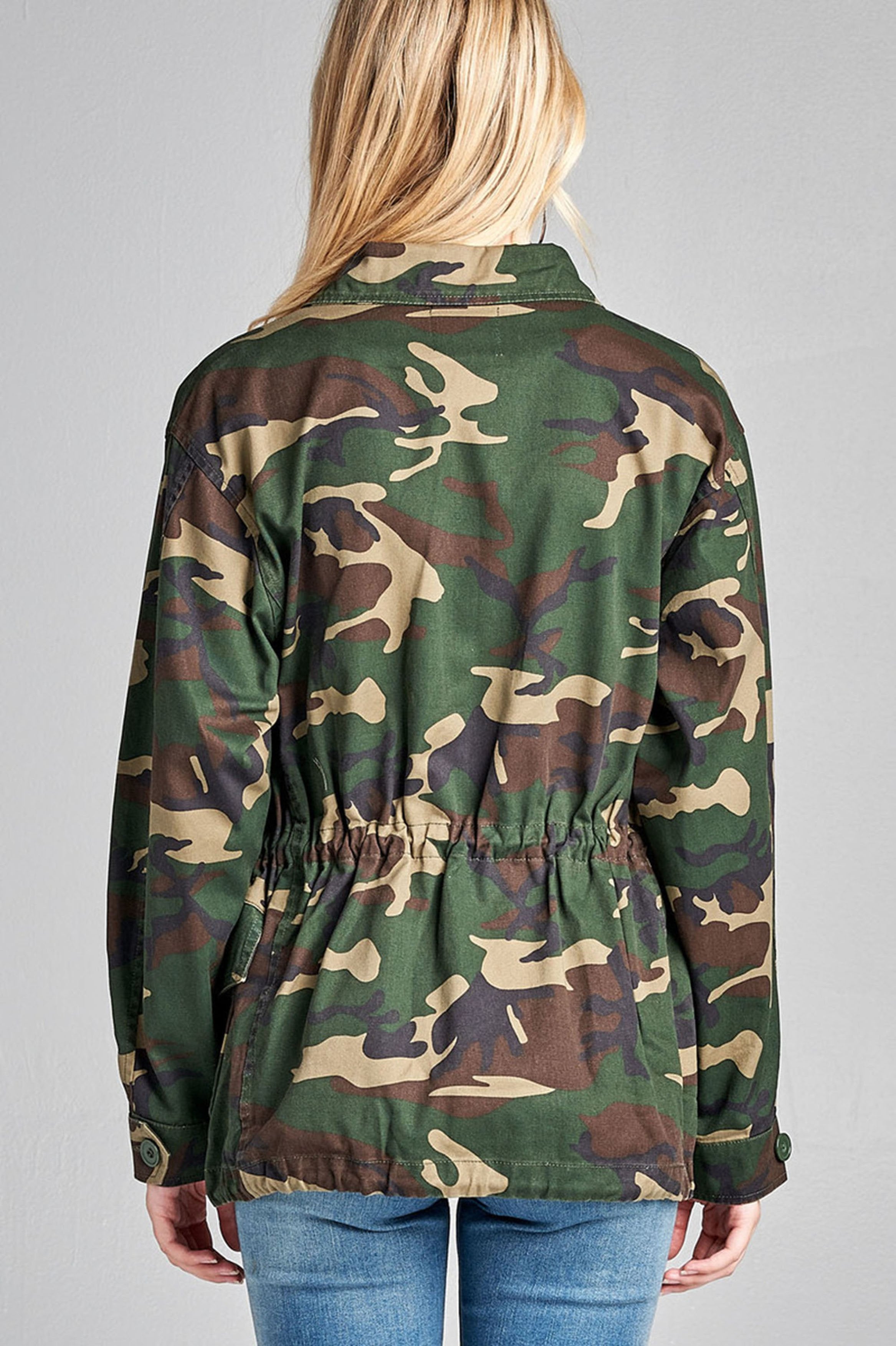 Plus Size Camouflage Utility Jacket