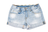 Khanomak Kids Girls' Denim Snap Button Rolled Up Shorts