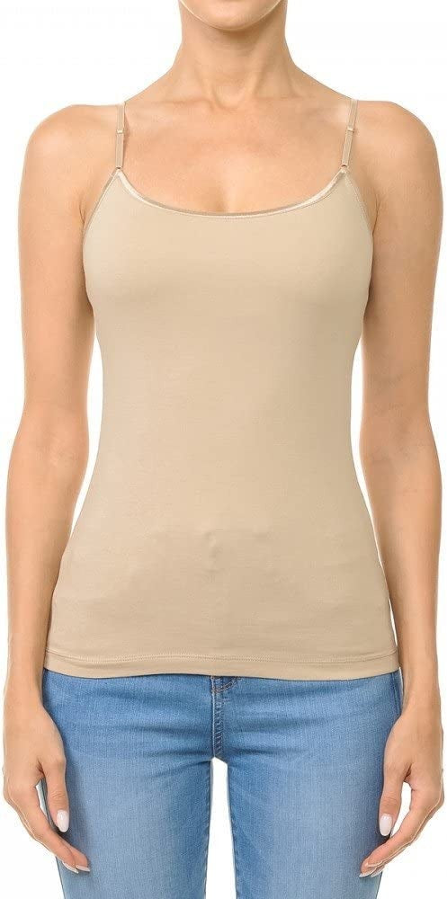 Women's Plus Size Camisole Tank Top with Built-In Shelf Bra & Adjustable Straps