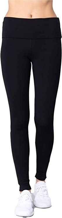 Women's Waist Banded Long Black Yoga Pants Small