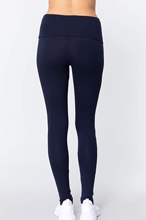 Women's Waist Banded Long Black Yoga Pants Small