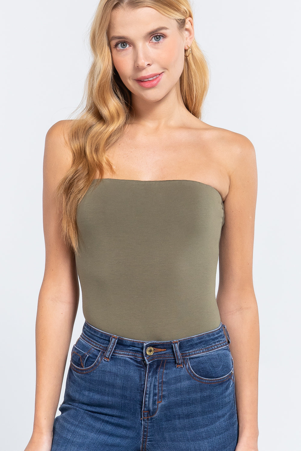 Women's Cotton Strapless Sexy Tube Bodysuit