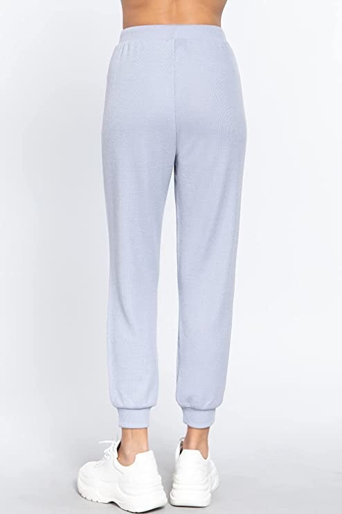 Women's  Waist String Detail Hacci Long Pants