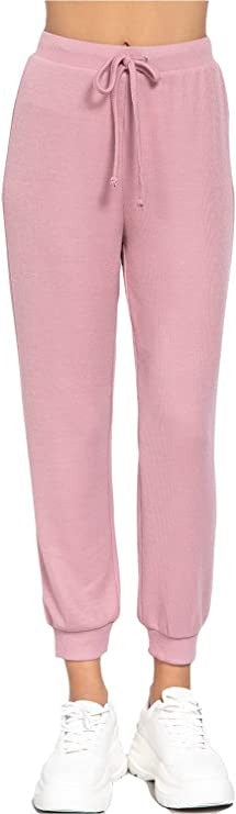 Women's  Waist String Detail Hacci Long Pants