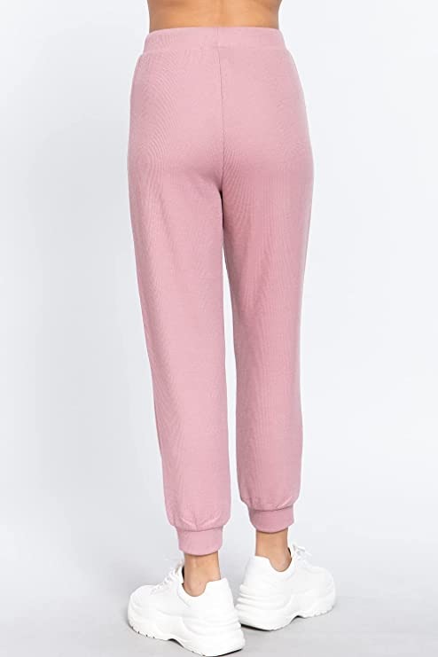 Women's  Waist String Detail Hacci Long Pants