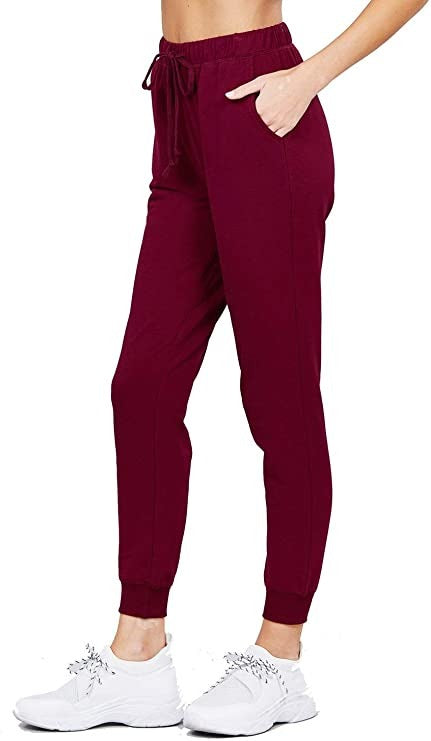 Khanomak Plain Long Drawstring Waist Front Pockets French Terry Joggers1