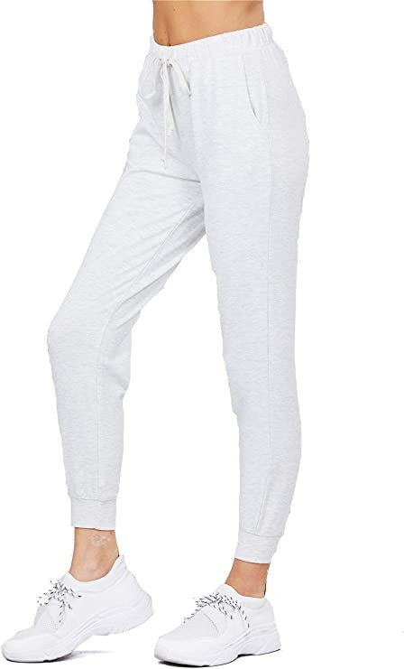 Khanomak Plain Long Drawstring Waist Front Pockets French Terry Joggers1