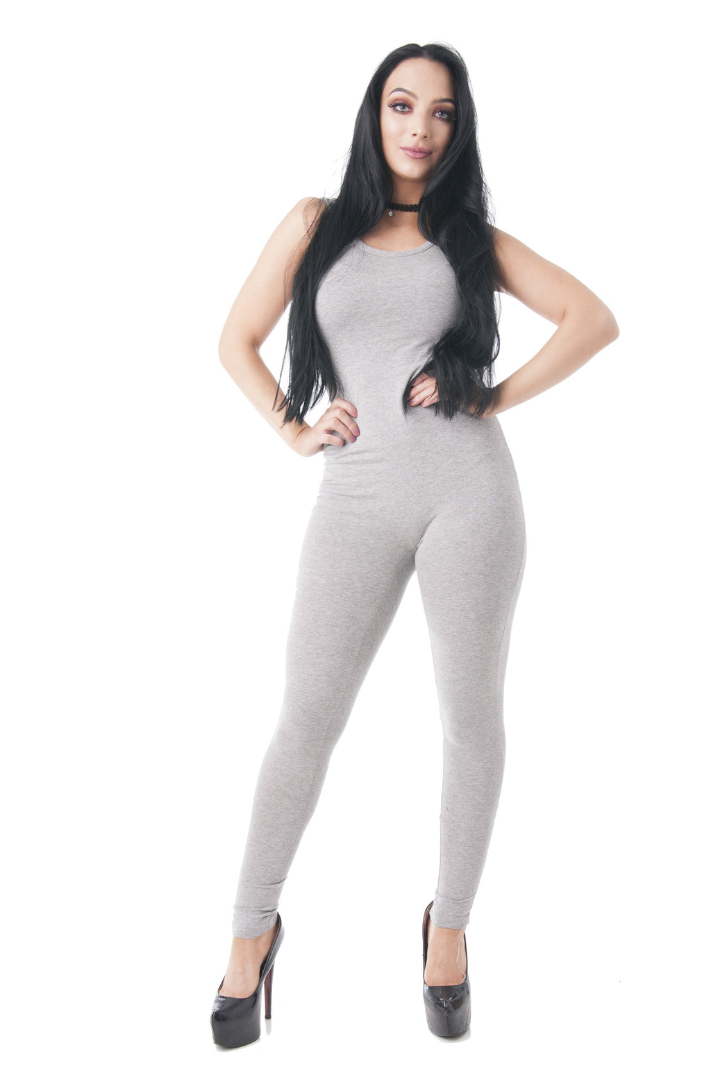 Sleeveless Solid Scoop-Neck Bodycon Jumpsuit