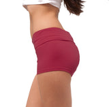 Fold Over Waist Band Contrast Yoga Fold Over Shorts for Women