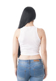 Sleeveless Crew Neck Ribbed Front Knott Crop Top