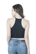 Sleeveless High Neck Ribbed Cami Crop Top
