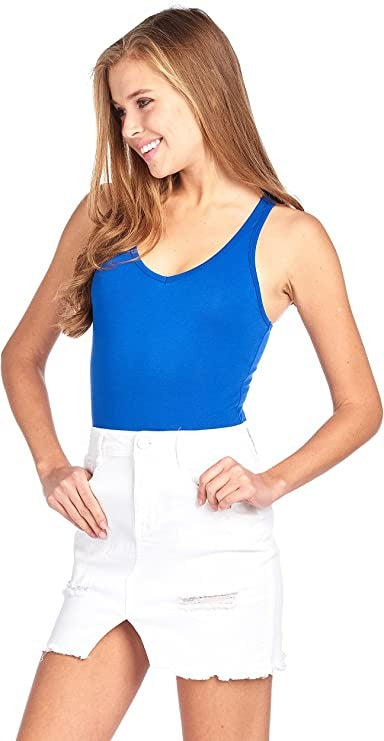 Sleeveless V Neck Solid Racer Back Snap Bottom Bodysuit