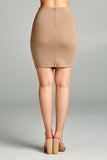 High Waist Stretch Fitted Bodycon Mini Skirt With Back Zipper