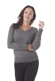 Long Sleeve V Neck Knit Sweater Top With Buttons On The Sleeve