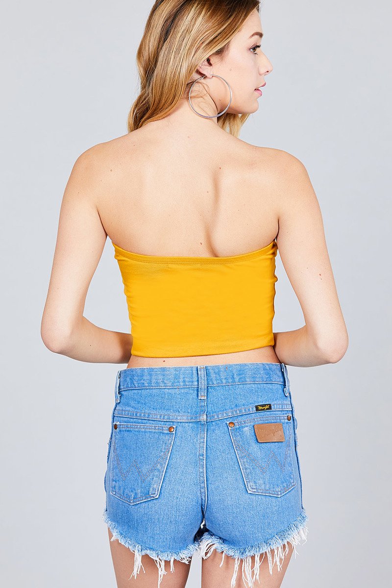 Khanomak Women's Tube Stretch Casual Cotton Bandeau Crop Top